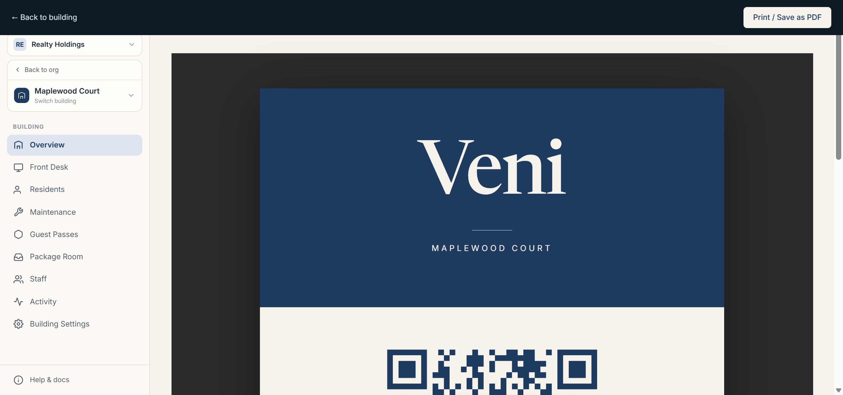 The building QR decal, ready to print