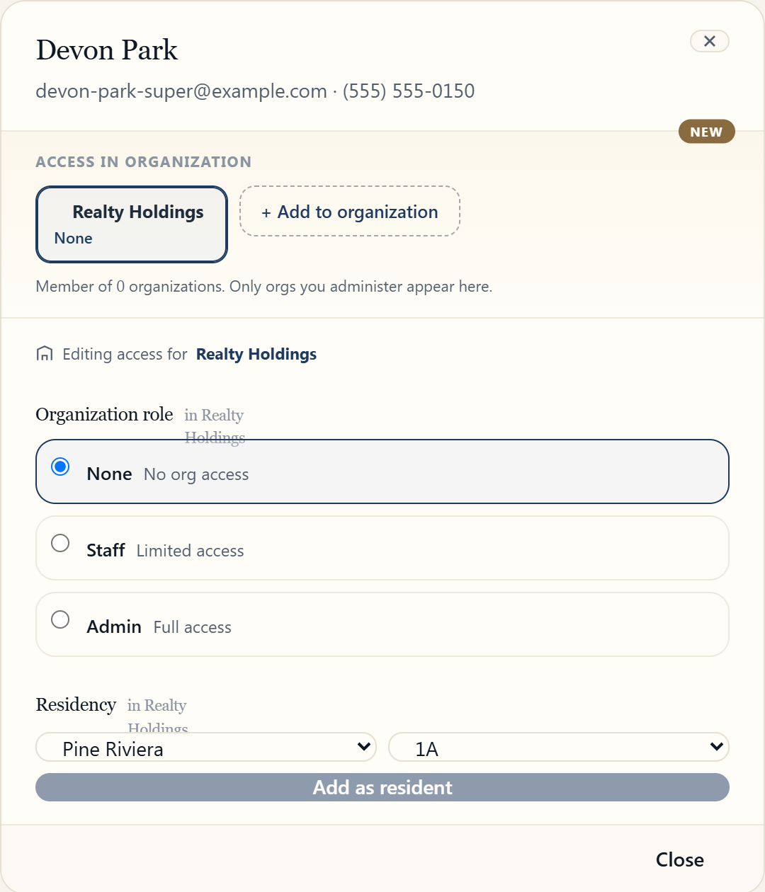 Managing a person's access